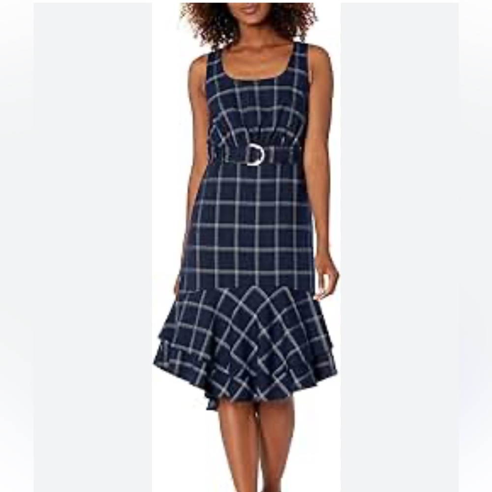 Great Jones Blue Plaid Midi Dress Size M